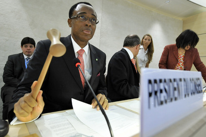 Martin Uhomoibhi, Presidente del Consiglio Diritti Umani, dà il via ai lavori dell'undicesima sessione, 2009. 