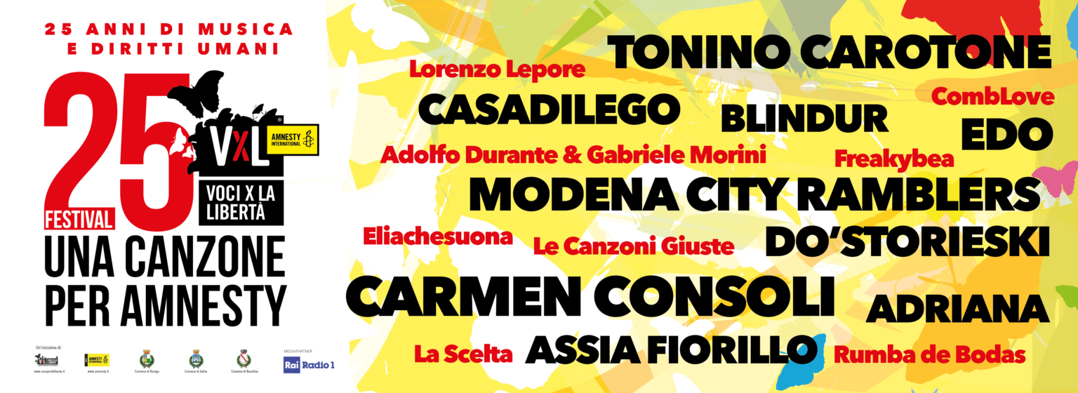 Locandina della 25a edizione di "Voci per la libertà" Amnesty Italia