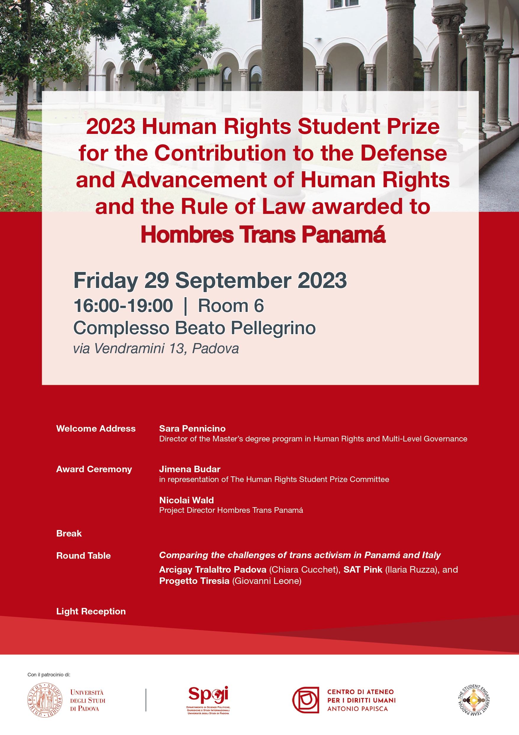 2023 Human Rights Student Prize for the Contribution to the Defense and Advancement of Human Rights and the Rule of Law awarded to Hombres Trans Panamá, Friday 29 September
