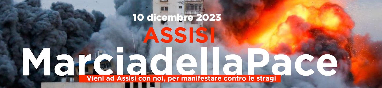 Marcia della pace e della fraternità Assisi si svolgerà domenica 10 dicembre 2023 - grafica