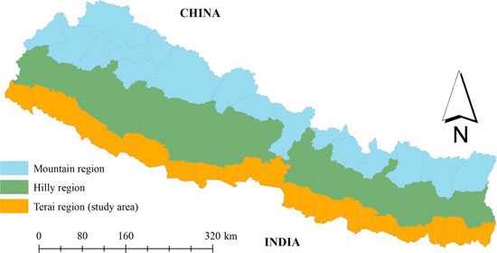 Geographic map of Nepal