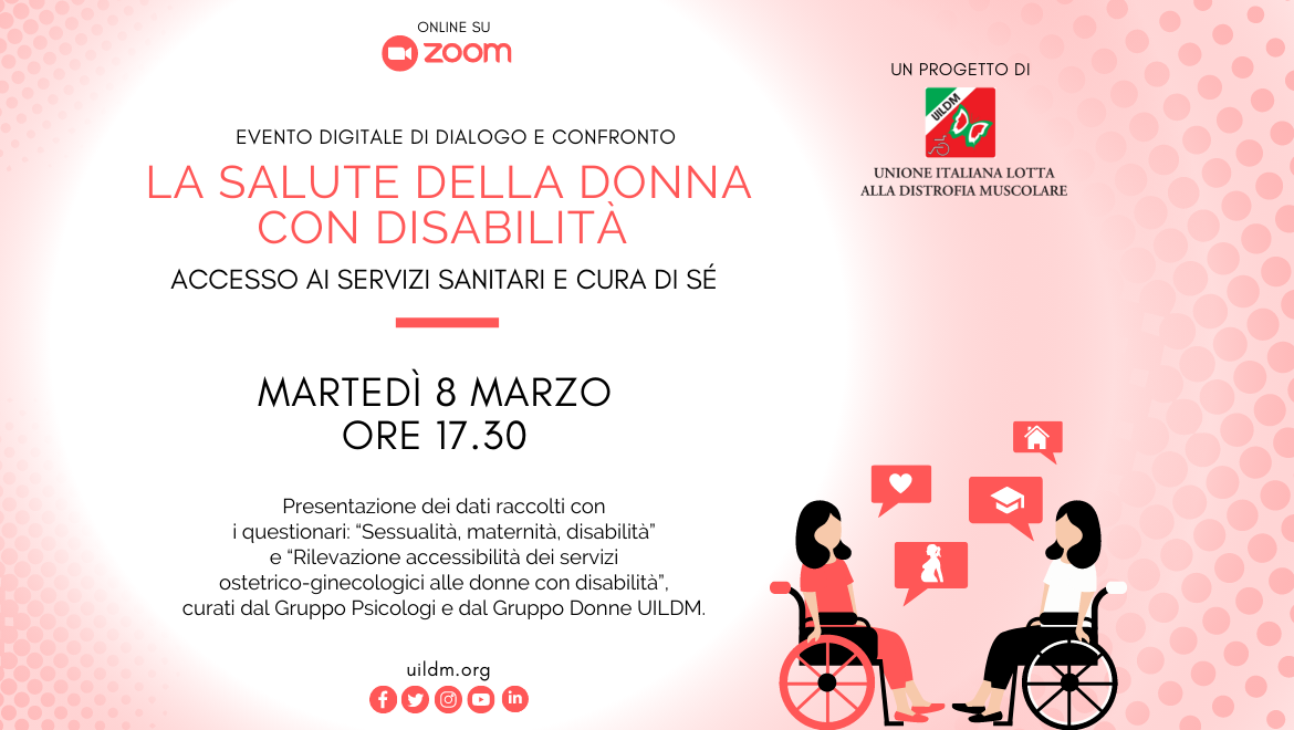 Locandina dell'evento Seminario: “La salute della donna con disabilità. Accesso ai servizi e cura di sé”, 8 marzo