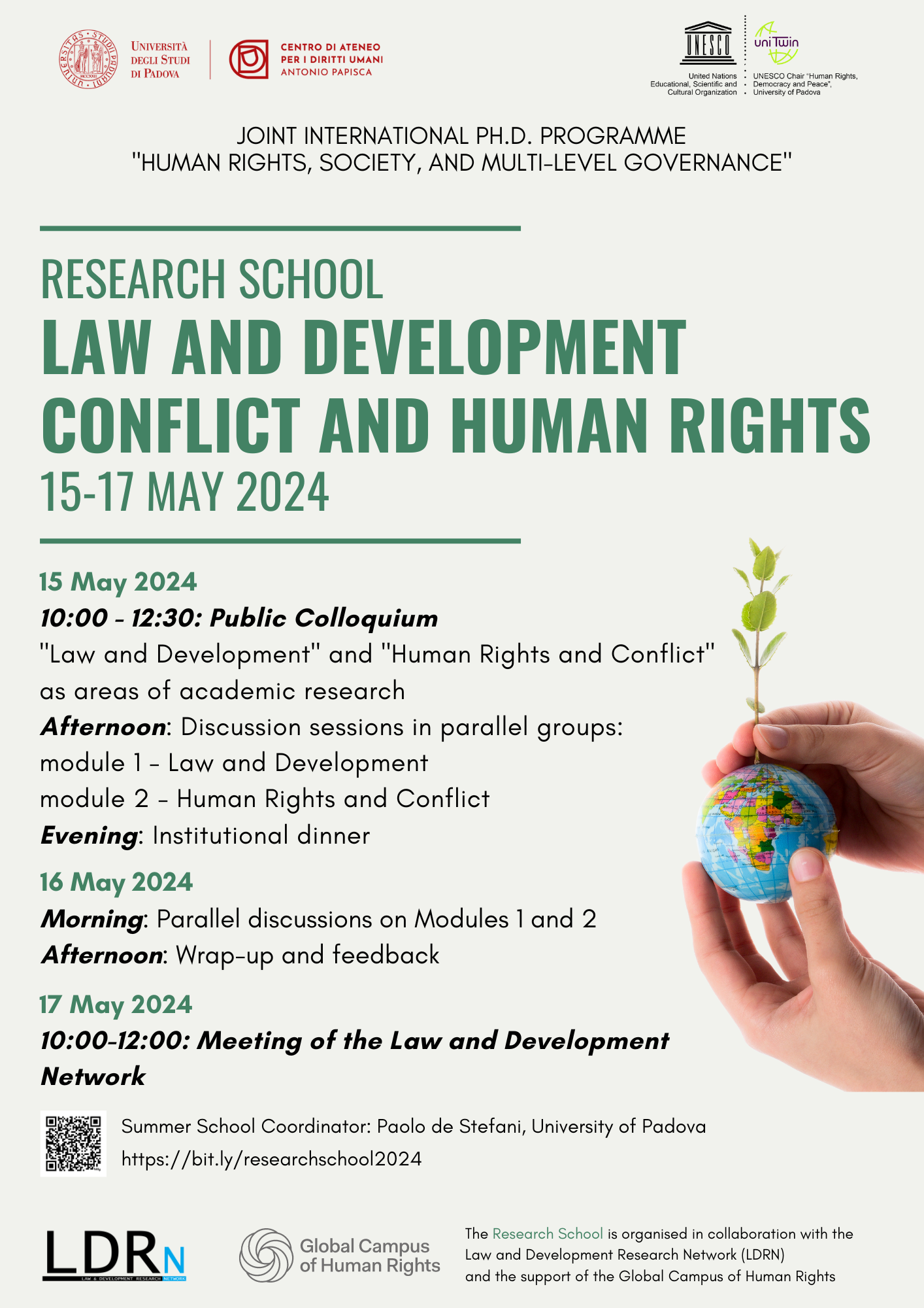 Research School, Law and Development / Conflict and Human Rights, 15-17 may 2024