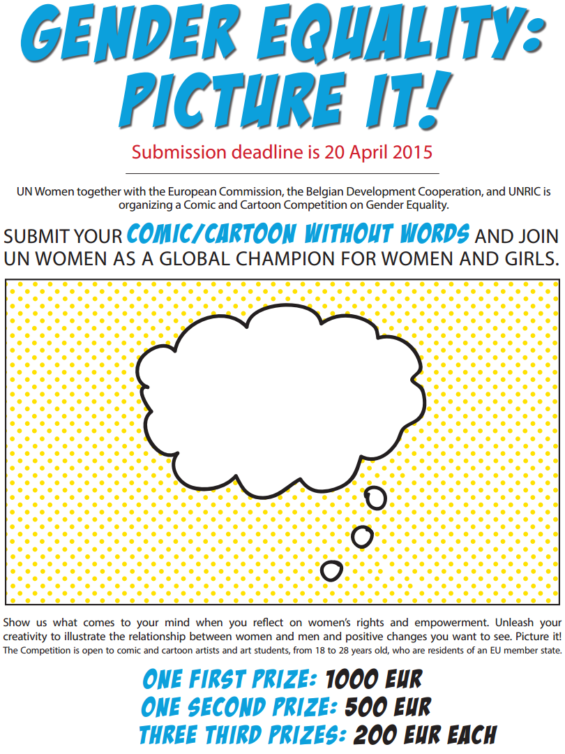 Locandina della Comic & Cartoon Competition sull'uguaglianza di genere