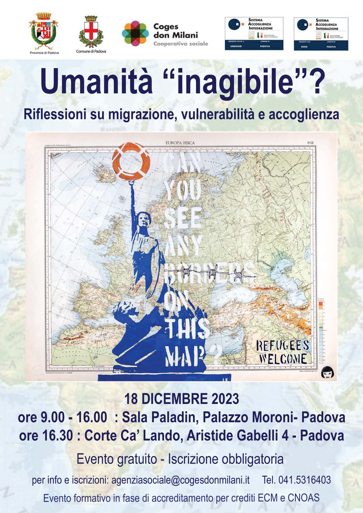 “Umanità inagibile? Riflessioni su migrazione, vulnerabilità e accoglienza, Padova, 18 dicembre 2023