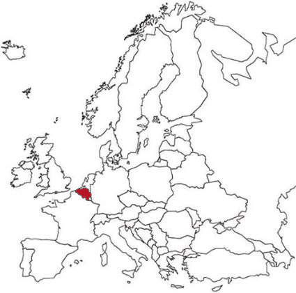 Belgium is highlighted on the Europe map