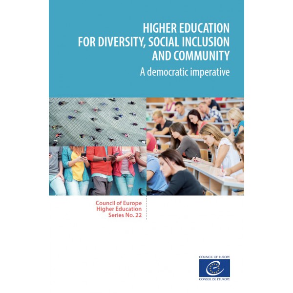 Consiglio d'Europa, copertina della pubblicazione: Higher education for diversity, social inclusion and community - A democratic imperative