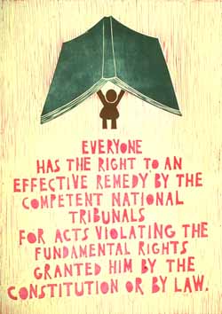 Poster con disegno e testo dell'art. 8 della dichiarazione universale dei diritti umani