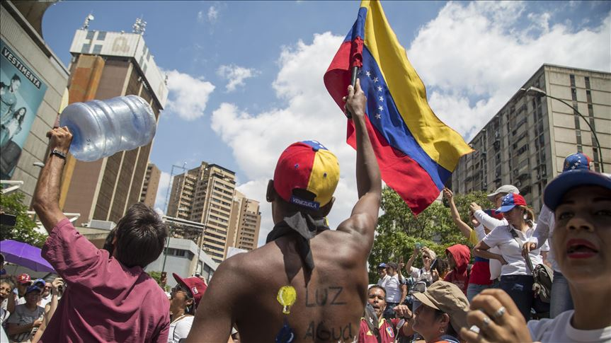 Thousands of people gathered in Caracas, Venezuela, on April 6, 2019 during a demonstration called by opposition leader and self-proclaimed president of Venezuela, Juan Guaidó. Guaidó invited his supporters to attend the demonstrations to exert more press