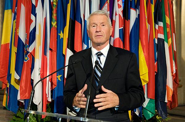 Il Segretario generale del Consiglio d'Europa per il periodo 2009-2014, Thorbjørn Jagland, pronuncia il proprio discorso inaugurale.