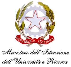 Official logo of the Presidency of the Council of Ministries of The Italian Republic. Under the image is written; "Ministero dell'Istruzione, dell'Università e della Ricerca," or Ministry of Education, Universities and Research.