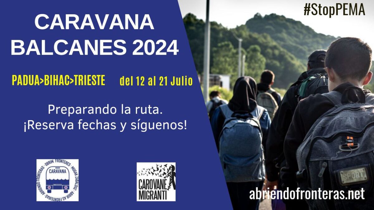Immagine della carovana migrante uscita per l'edizione 2024 intitolata alla rotta balcanica , da Padova-Bihac-Trieste