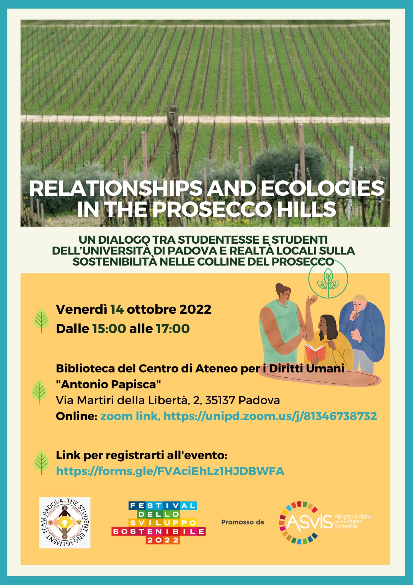 Relationships and Ecologies in the Prosecco Hills. Un dialogo tra studentesse e studenti dell’Università di Padova e realtà locali sulla sostenibilità nelle colline del Prosecco, 14 ottobre 2022