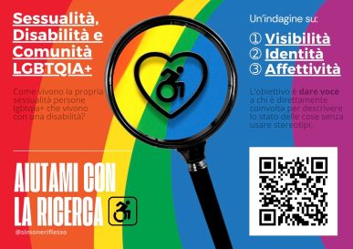 Immagine promozionale dell'indagine proposta da Simone Riflesso "Disabilità, persone lgbtqia+ e sessualità: Un’indagine rivolta a chi combatte una doppia dose di stereotipi e pregiudizi"