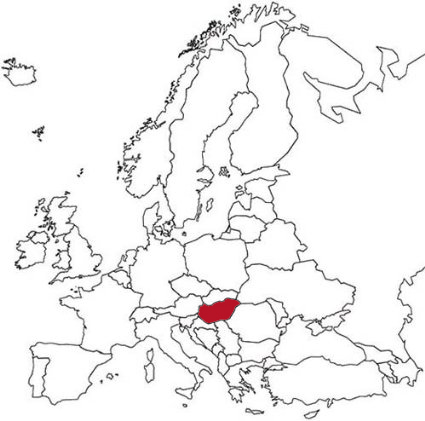 Hungary is highlighted on the Europe map.