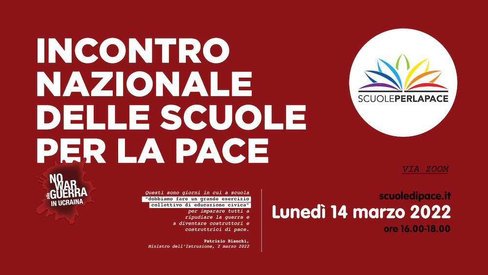 Locandina Incontro nazionale delle Scuole per la Pace, lunedì 14 marzo
