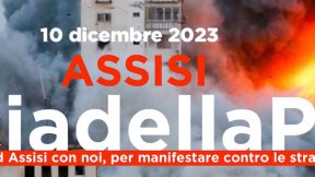 Marcia della pace e della fraternità Assisi si svolgerà domenica 10 dicembre 2023 - grafica