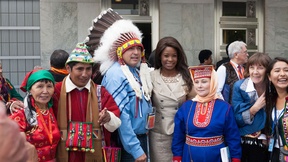 Un gruppo di partecipanti alla Conferenza mondiale sui popoli indigeni, 22-23 settembre 2014 