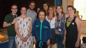 Group shot of students, graduates and volunteers in Civil Service of the University of Padua with Shirin Ebadi.