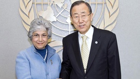 Flavia Pansieri, United Nations' Deputy High Commissioner for Human Rights, with the UN Secretary General, Ban Ki-moon