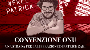 Locandina webinar dedicato alla liberazione di Zaky e promosso dalla sentatrice M. Mentevecchi che si terrà il 6 maggio 2021.