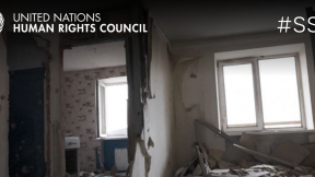 L'immagine raffigura un ospedale ucraino distrutto da bombardamenti russi