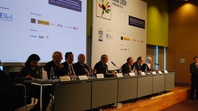 The speaker at the inauguration cerieony of the Anna Lindh Forum 2010. Among the speakers: André Azoulay, the Mayor of Barcelona Jordi Hereu and Miguel Moratinos