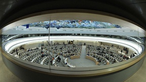 Veduta del Consiglio diritti umani durante la sua diciottesima sessione, Ginevra, Svizzera.