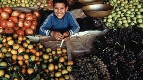 Un bambino venditore di frutta a Casablanca (Marocco), 1979
