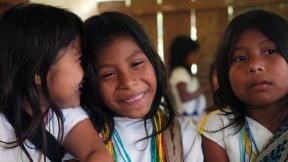 Girls from the Arhuacos indigenous community of Colombia