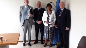 From left: Gianni Magazzeni, OHCHR; Marco Mascia, Director of the Human Rights Centre of the University of Padua; ; Navanethem Pillay, UN High Commissioner for Human Rights; Antonio Papisca, Director of the Italian Yearbook of Human Rights