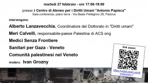 Incontro-dibattito Emergenza Umanitaria a Gaza: i ponti di solidarietà attiva, 27 febbraio 2024 