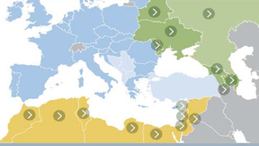 Mappa dei Paesi coinvolti dalla Politica europea di vicinato
