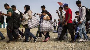 Refugees and migrants crossing Macedonia. 