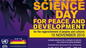 Poster dell'UNESCO emesso in occasione della Giornata Mondiale della scienza per la pace e lo sviluppo 2010