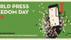 Banner del sito per la Giornata mondiale della libertà di stampa