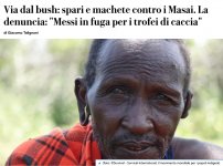 Screenshot dell'articolo, mostra la foto di un uomo Masai