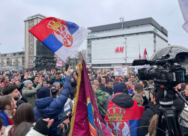 protest in Belgrade, Serbia