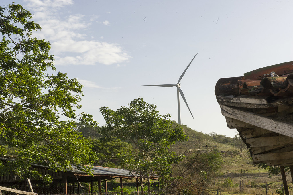 Picture of a Wind Turbine taken while on an official visit to Nicaragua, Secretary-General Ban Ki-moon visited the Parque Eólico Camilo Ortega Saavedra wind farm in the Department of Rivas in 2014.