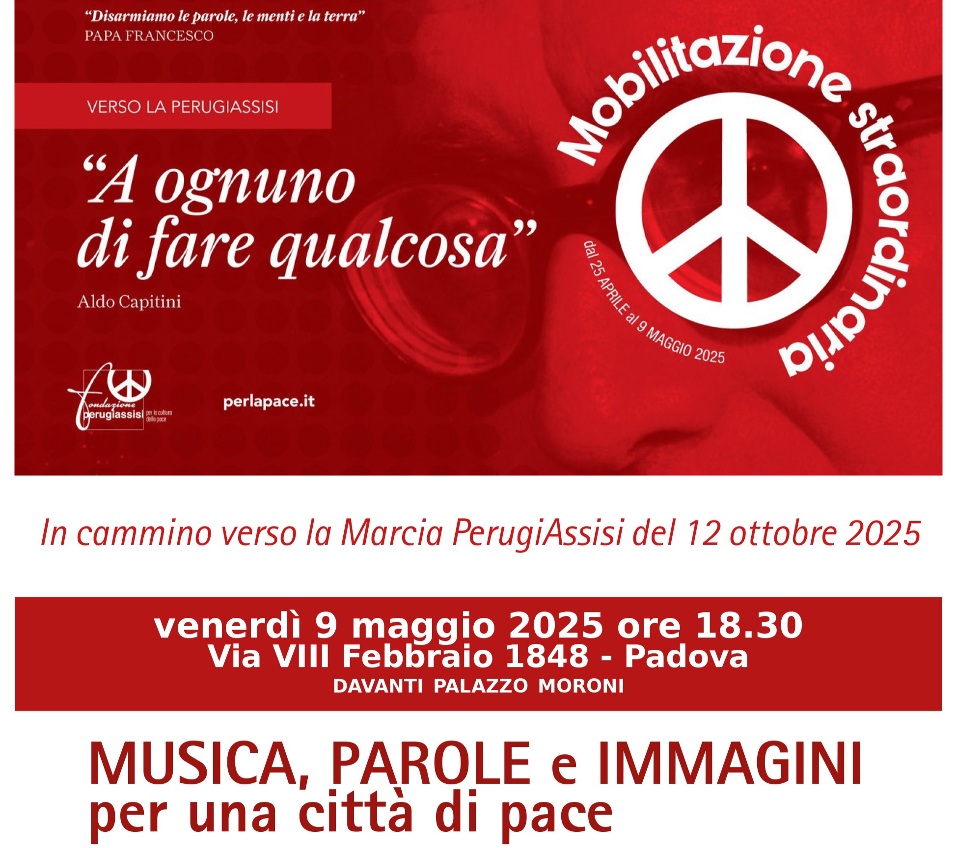 Mobilitazione straordinaria – Musica, Parole e Immagini per una città di pace banner