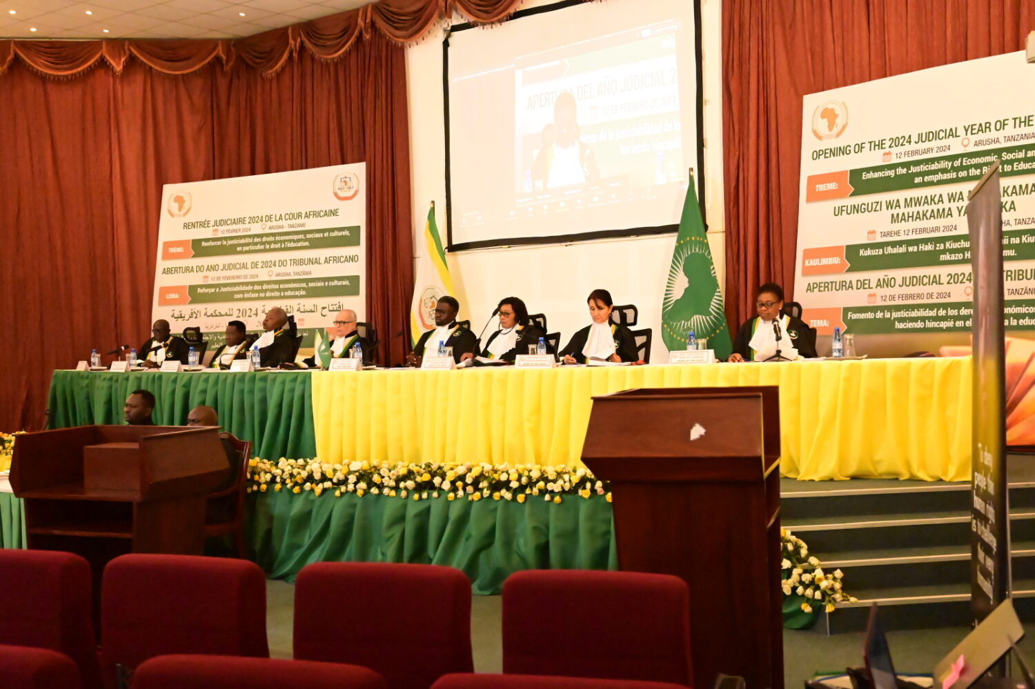 Judges of the African Court of Human and People’s Rights during the delivery of judgements at the Seat of the Court in Arusha – Tanzania on 13 February 2024