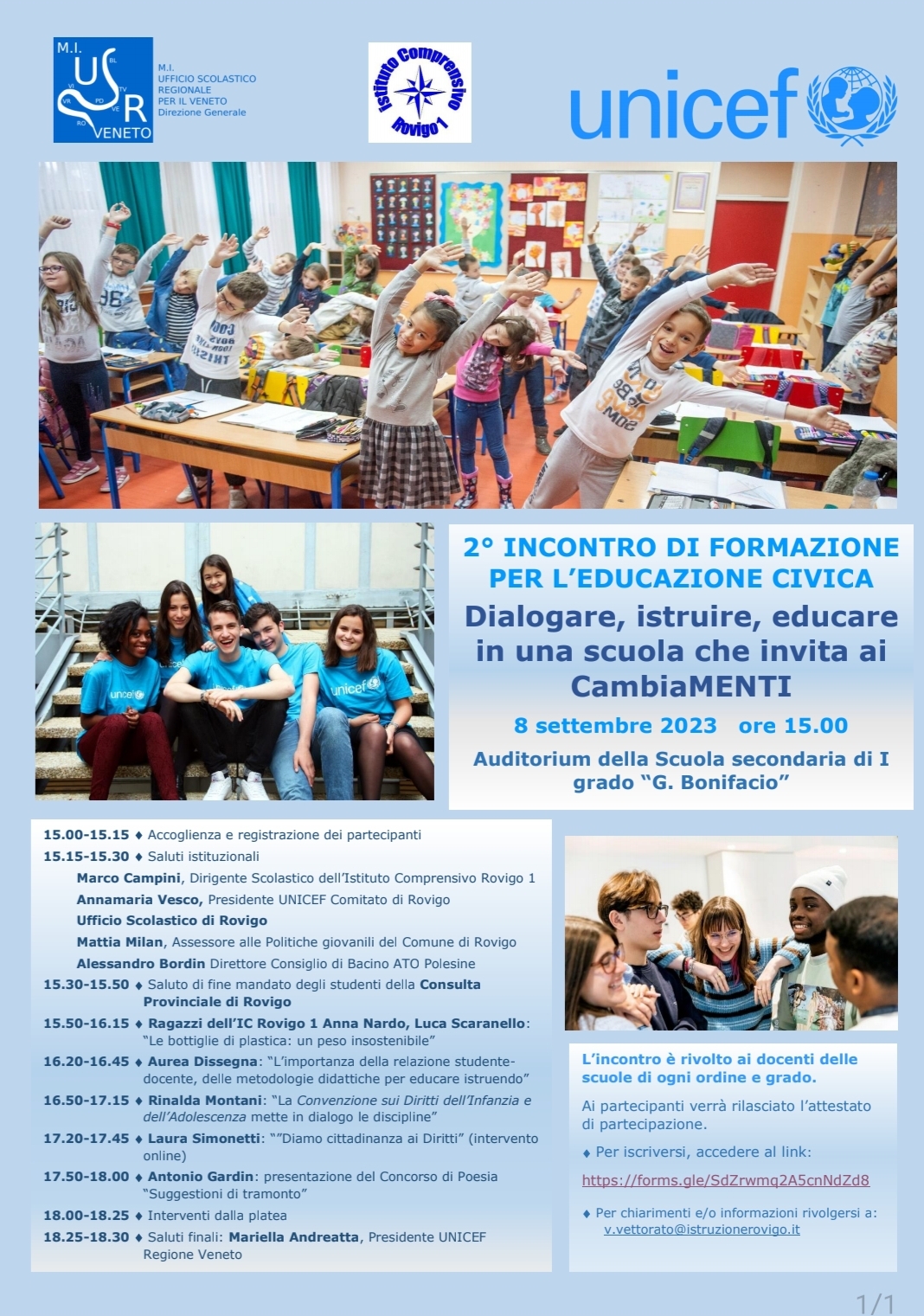 Progetto nelle scuole per la campagna Scuola Amica UNICEF