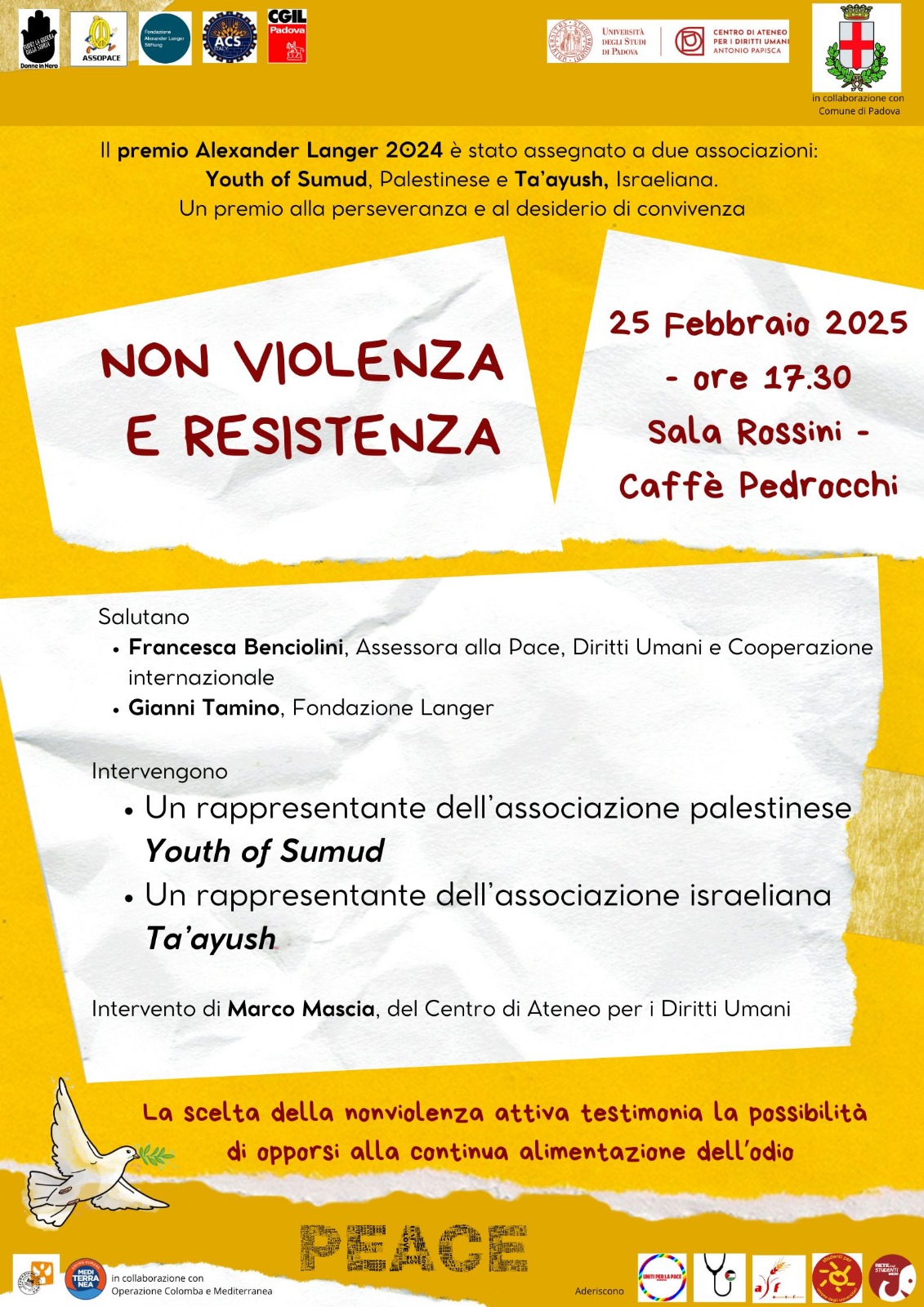 Incontro "Nonviolenza e resistena", Padova, 25 febbraio 2025