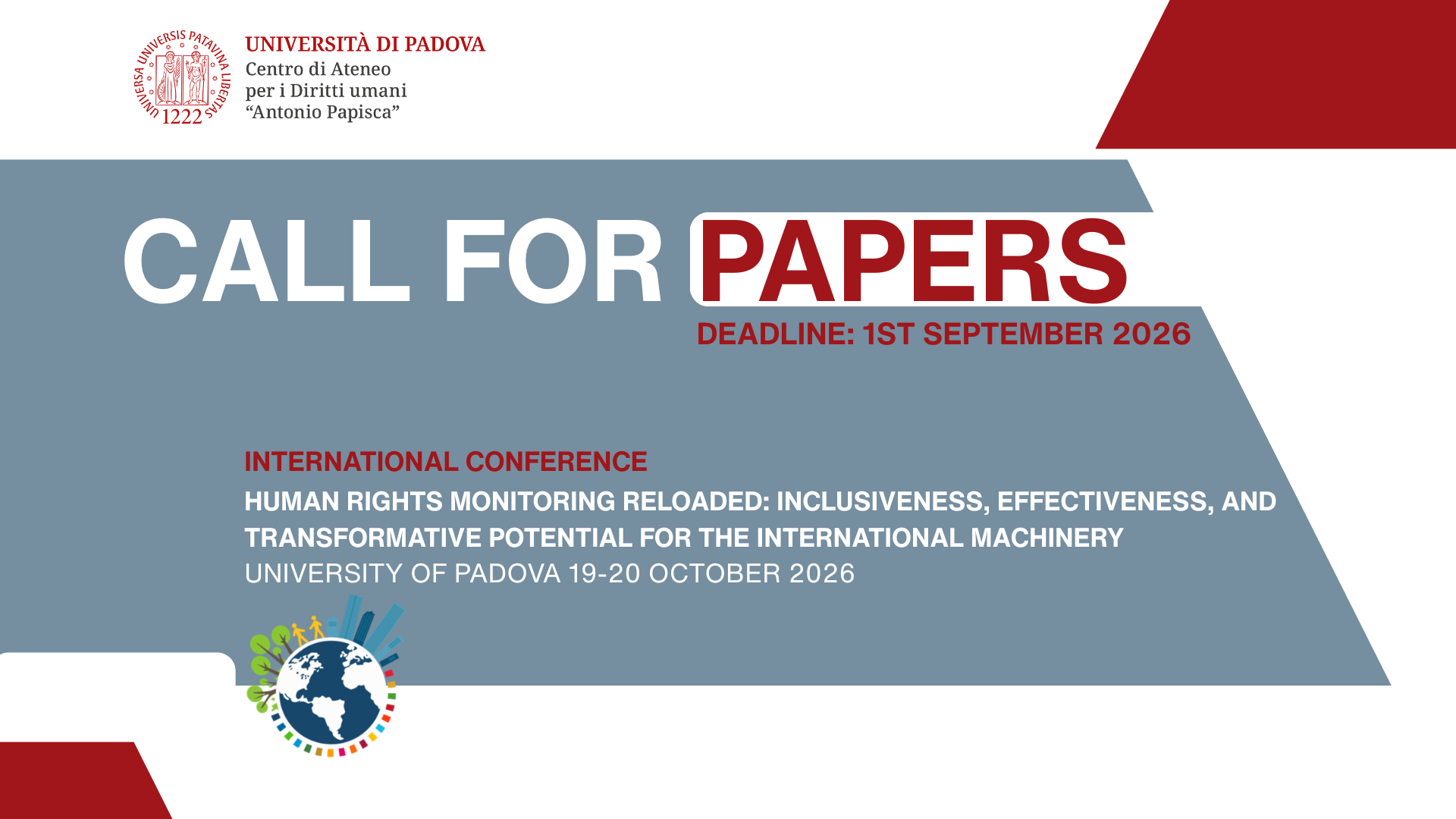 Call for Papers International Conference "Human Rights Monitoring Reloaded: Inclusiveness, Effectiveness, and Transformative Potential for the International Machinery", University of Padova, 19-20 October 2026