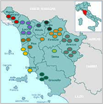 Figura 2. Disposizione territoriale degli istituti partecipanti a PRIZE 1 (a) e PRIZE 2 (b)