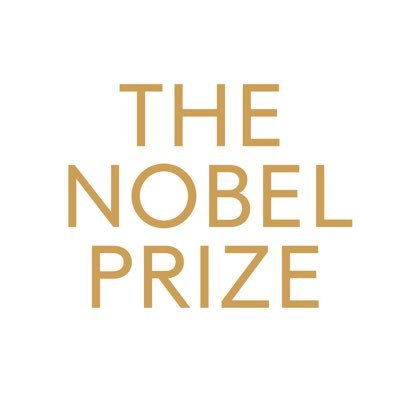 Il logo del Premio Nobel, scritta oro su sfondo bianco