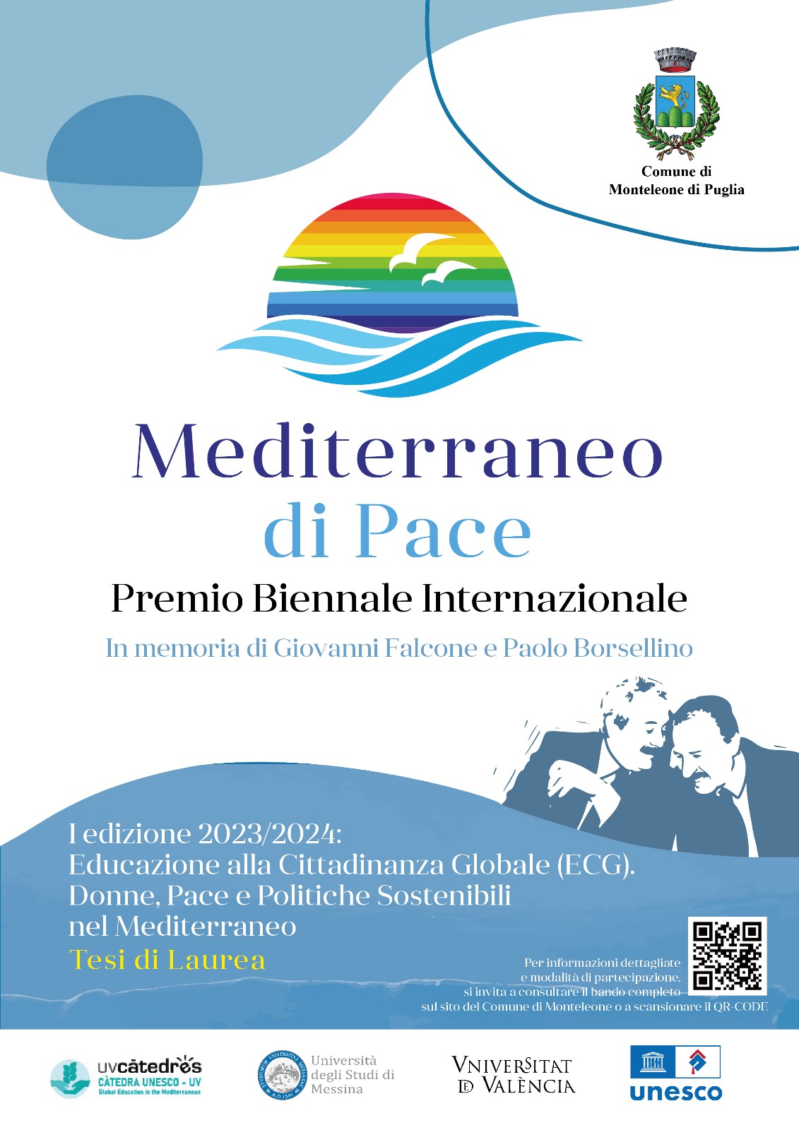 Locandina Prima edizione del Premio Internazionale Mediterraneo di Pace per Tesi di Laurea - Edizione 2023 -2024