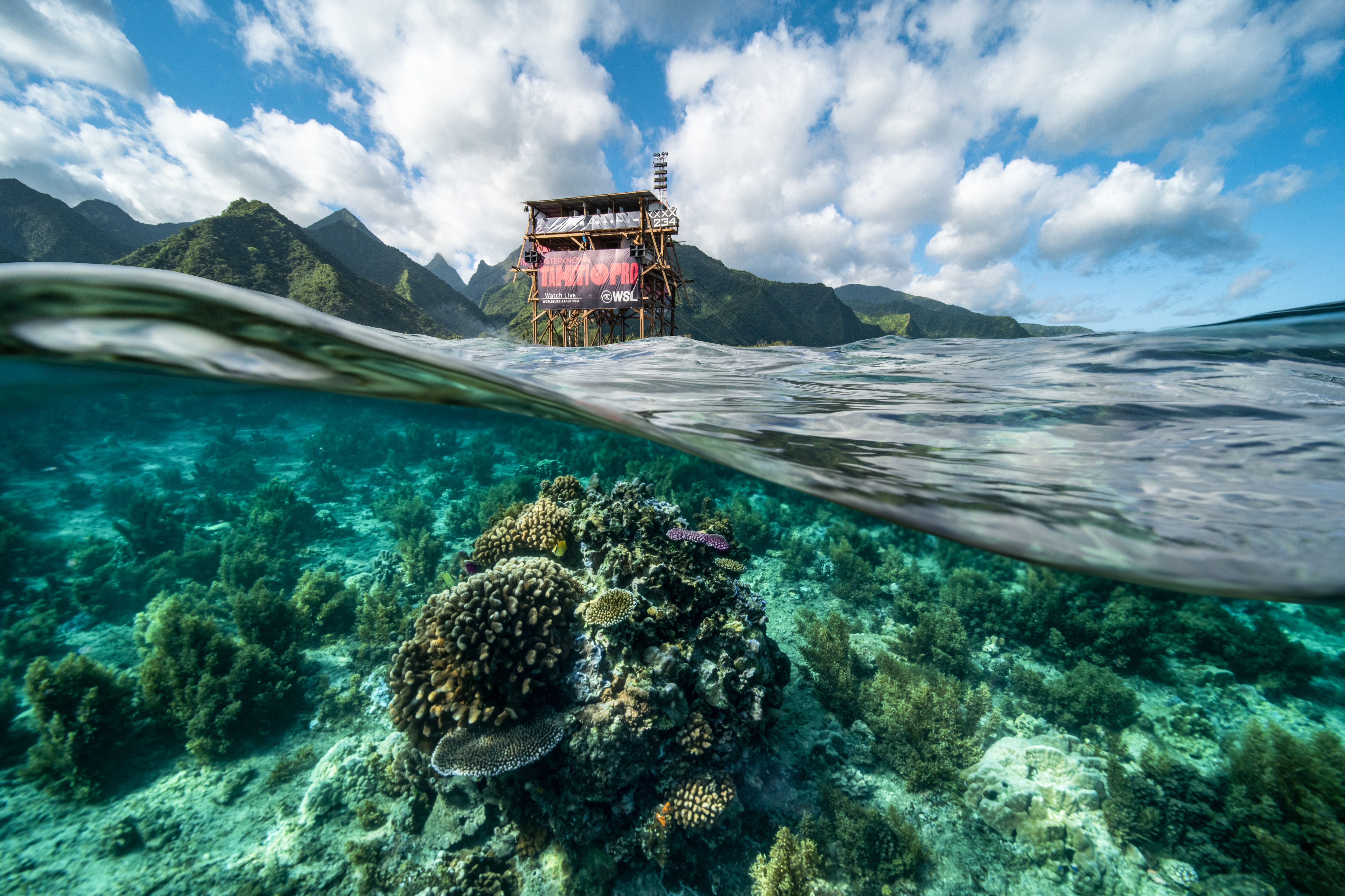 Scattata dal fotografo di surf di fama mondiale Tim McKenna, questa immagine costituisce una testimonianza visiva dell'intreccio tra lo sport globale e l'ecologia locale. La torre, pur essendo un capolavoro di ingegneria moderna progettato per la trasmissione delle Olimpiadi del 2024, si erge come un monolite controverso nel fragile «Mana» delle acque tahitiane. Rappresenta la dimensione visibile di una lotta ambientale invisibile, segnando il punto esatto in cui le tradizionali strutture in legno sono state sostituite dall'intervento industriale.