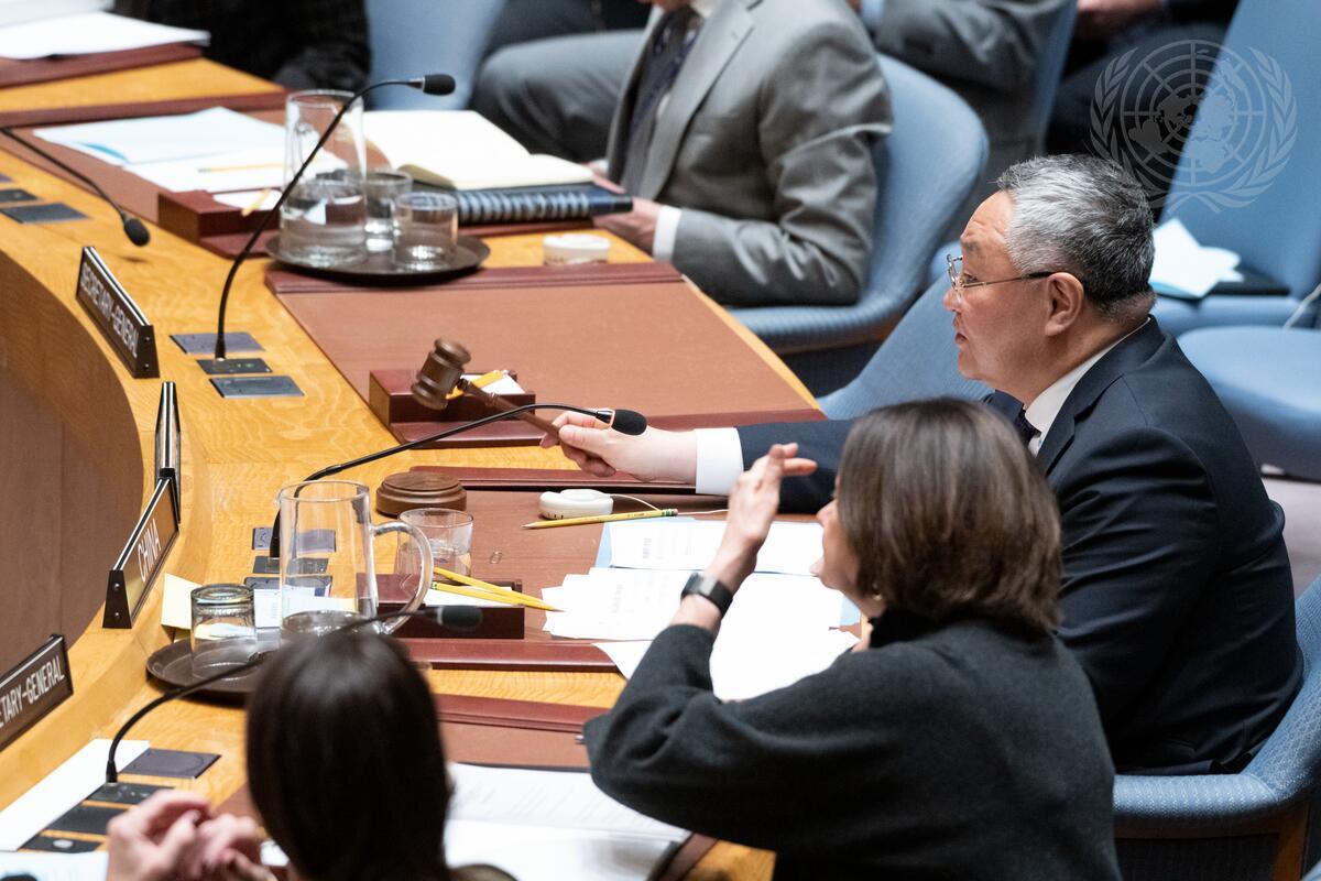 Fu Cong, Permanent Representative of the People’s Republic of China to the United Nations and President of the Security Council for the month of February, chairs the Security Council meeting on maintenance of peace and security of Ukraine.

This was the 9867th meeting, and it immediately followed the 9866th meeting on maintenance of peace and security of Ukraine.