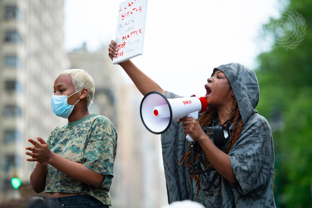 Protests are under way in New York City against racism and police violence after the death of George Floyd.
Protests first erupted on 25 May, after video footage went viral on social media of a white police officer in the city of Minneapolis, United States, kneeling on the neck of African American George Floyd, for more than eight minutes, causing his death while in police custody. His death set off a nationwide outcry over racial inequality and police brutality, that have inspired protests in solidarity and against racism all over the world.